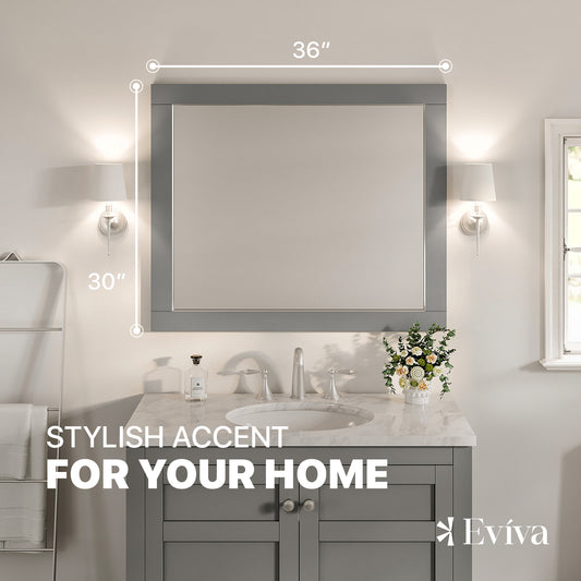 Eviva Aberdeen 36" Gray Framed Bathroom Wall Mirror