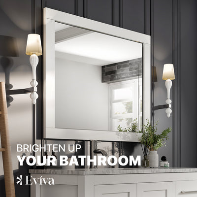 Eviva Aberdeen 36"W x 30"H Rectangular Mirror with White Wooden Frame