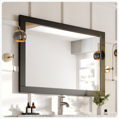 Eviva Aberdeen 48"W x 30"H Rectangular Mirror with Espresso Wooden Frame