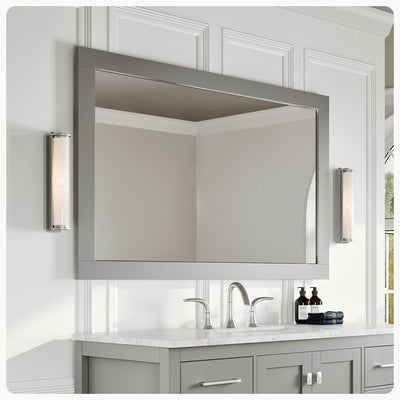 Eviva Aberdeen 48"W x 30"H Rectangular Mirror with Gray Wooden Frame