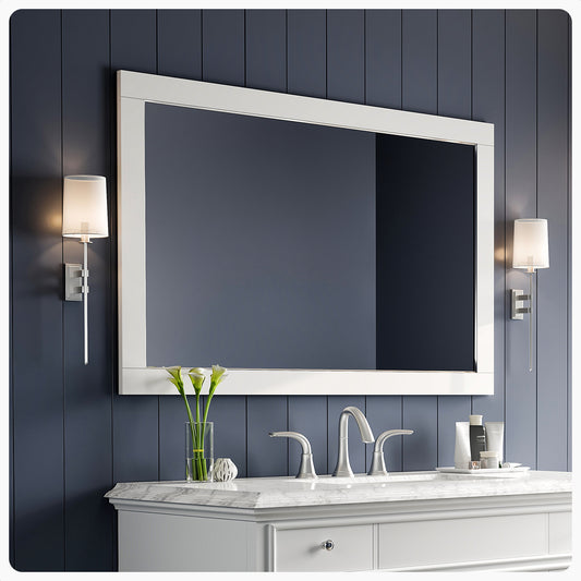 Eviva Aberdeen 48" White Framed Bathroom Wall Mirror