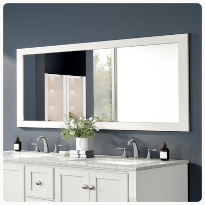 Eviva Aberdeen 72"W x 30"H Rectangular Mirror with White Wooden Frame