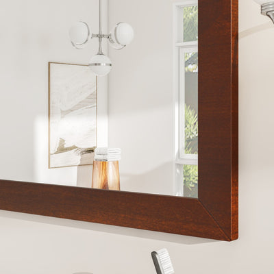 Eviva New York 48"W x 30"H Rectangular Mirror with Brown Wooden Frame