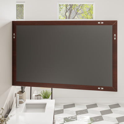 Eviva New York 48"W x 30"H Rectangular Mirror with Brown Wooden Frame