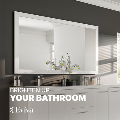 Eviva New York 60"W x 30"H Rectangular Mirror with White Wooden Frame