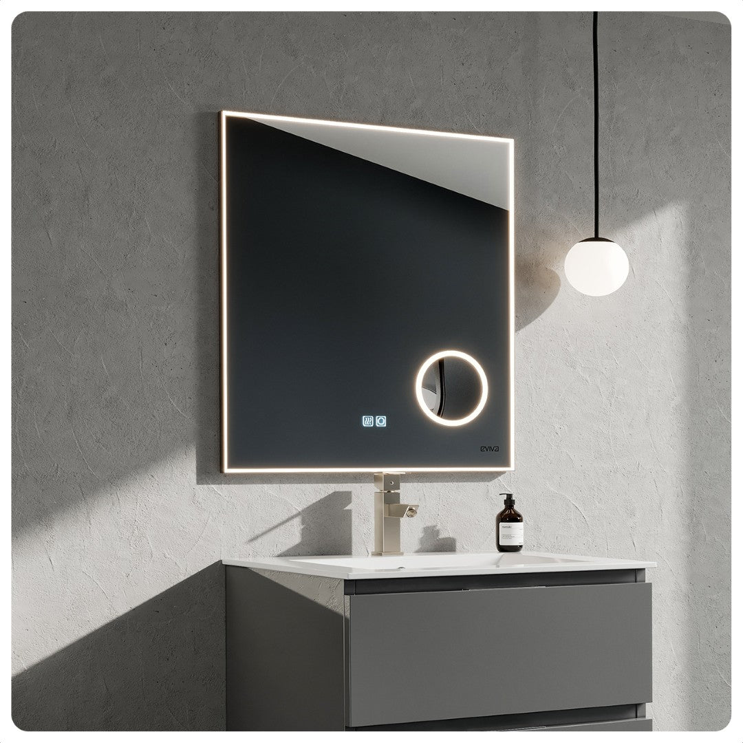 Eviva Illuminate 30" x 30" Square Chrome Aluminum Framed Mirror