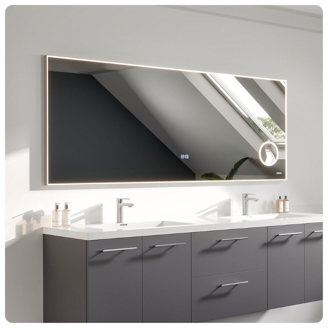 Eviva Illuminate 60" x 30" Rectangular Chrome Aluminum Framed Mirror