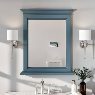 Eviva Britney 24"W x 30"H Rectangular Mirror with Blue Wooden Frame