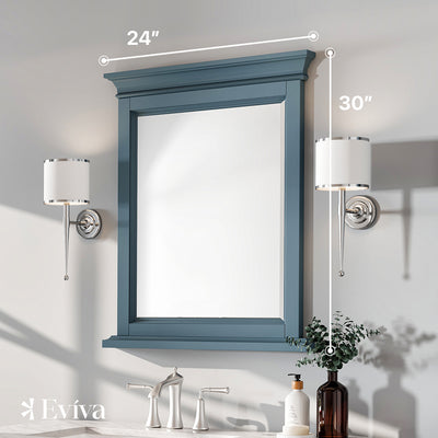 Eviva Britney 24"W x 30"H Rectangular Mirror with Blue Wooden Frame