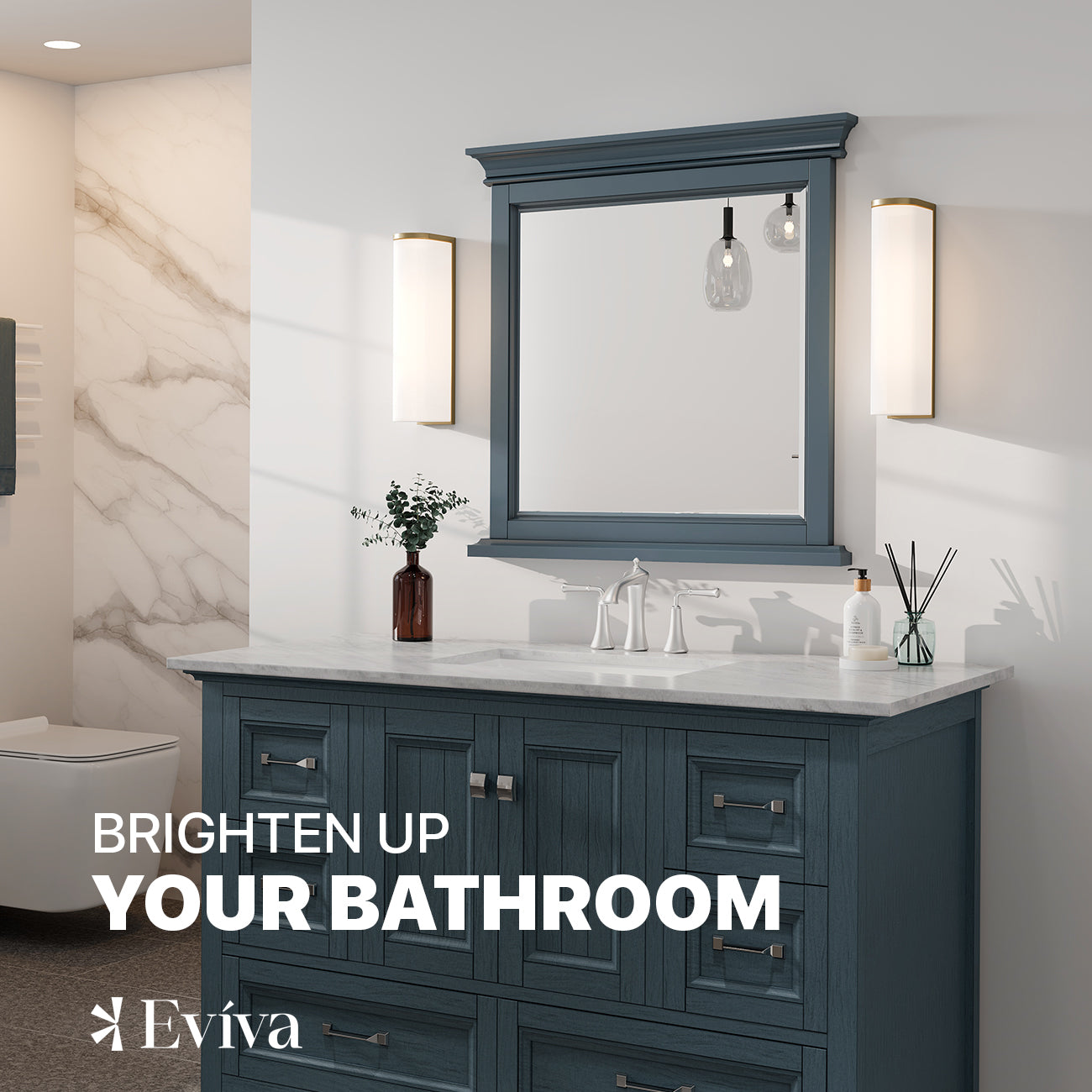 EVIVA Britney 24X30 Inch Ash Blue Transitional Bathroom Mirror