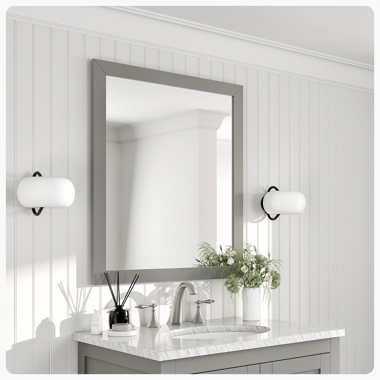 Eviva Acclaim Transitional Gray Bathroom Vanity Mirror