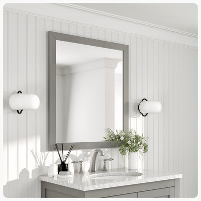 Eviva Acclaim 35"W x 30"H Rectangular Mirror with Gray Wooden Frame