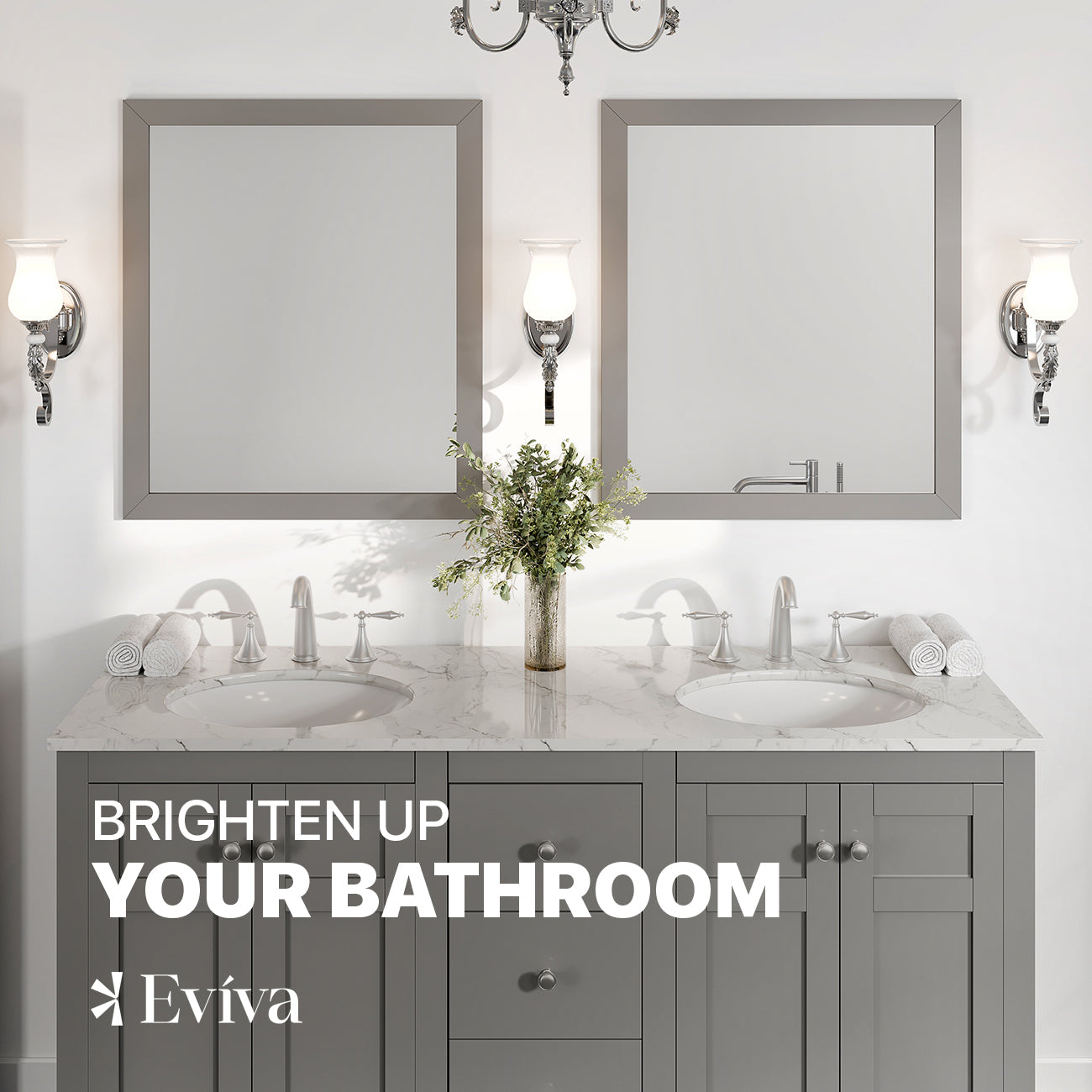 Eviva Acclaim Transitional Gray Bathroom Vanity Mirror