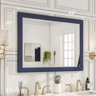 Eviva Acclaim 42"W x 30"H Rectangular Mirror with Blue Wooden Frame