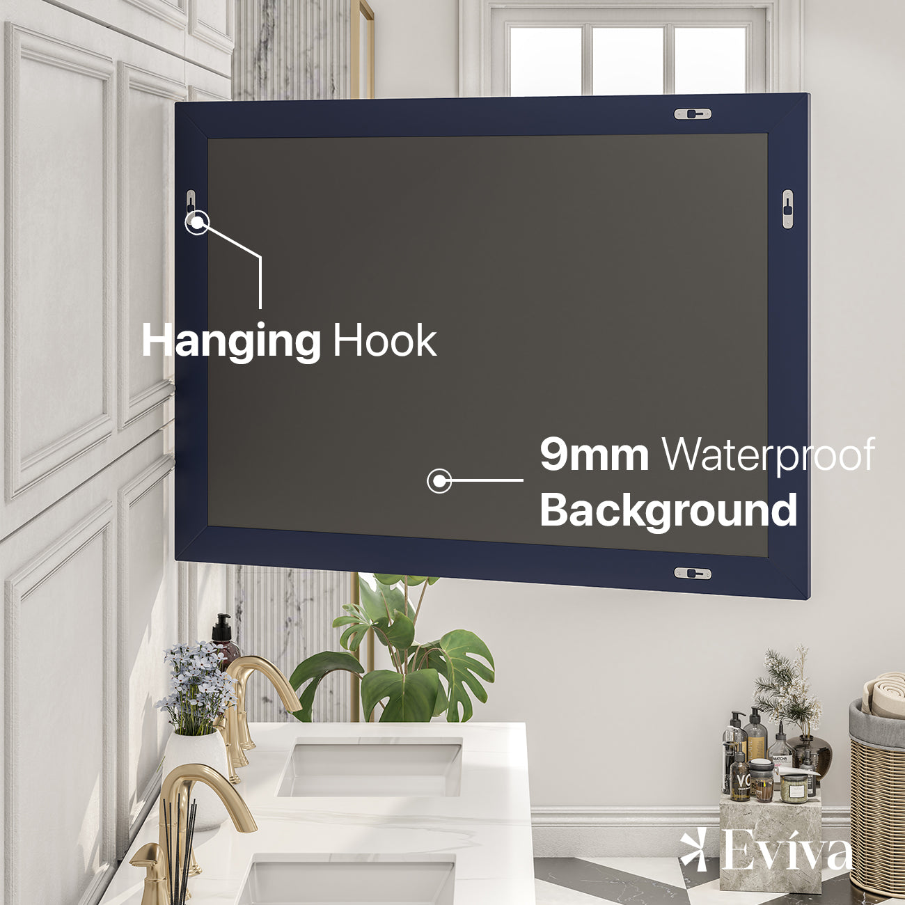 Eviva Acclaim 42"W x 30"H Rectangular Mirror with Blue Wooden Frame