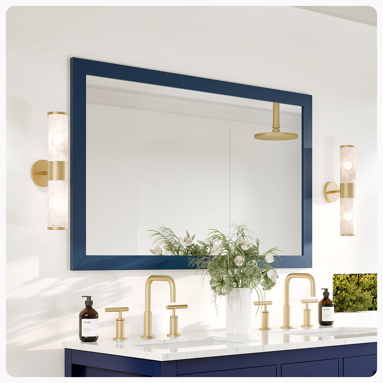 Eviva Acclaim 48"W x 30"H Rectangular Mirror with Blue Wooden Frame