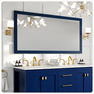 Eviva Acclaim 60"W x 30"H Rectangular Mirror with Blue Wooden Frame