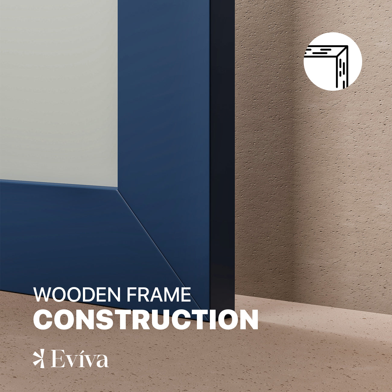 Eviva Acclaim 60"W x 30"H Rectangular Mirror with Blue Wooden Frame