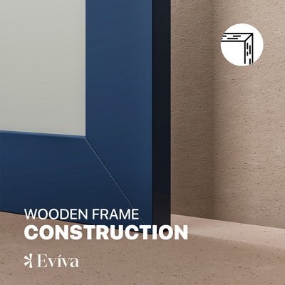 Eviva Acclaim 60"W x 30"H Rectangular Mirror with Blue Wooden Frame