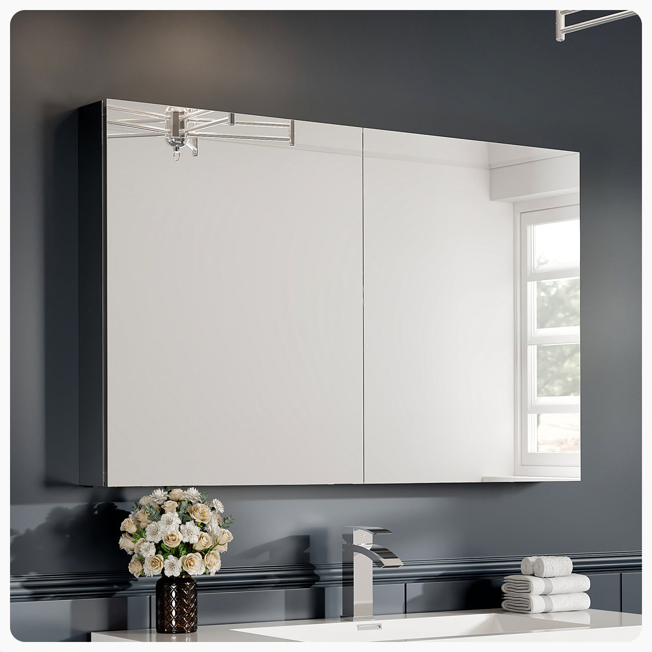 Eviva Lazy 40 inch Mirror Medicine Cabinet with No Light