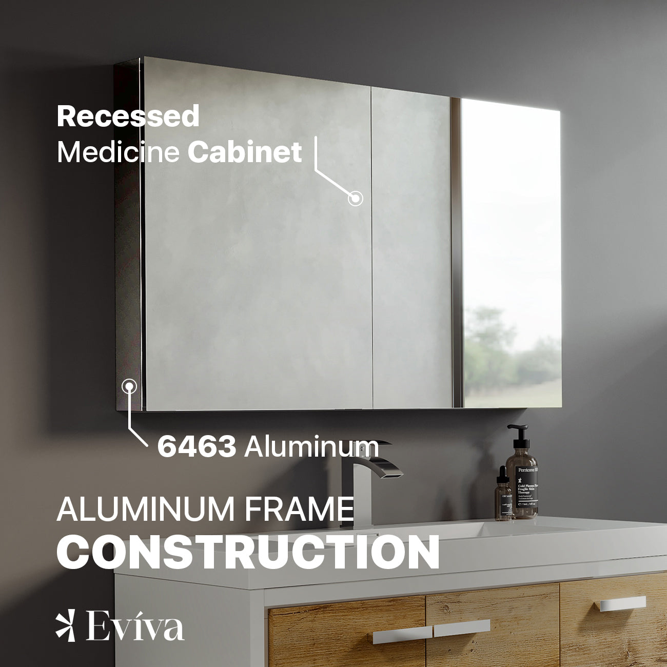 Eviva Lazy 40 inch Mirror Medicine Cabinet with No Light