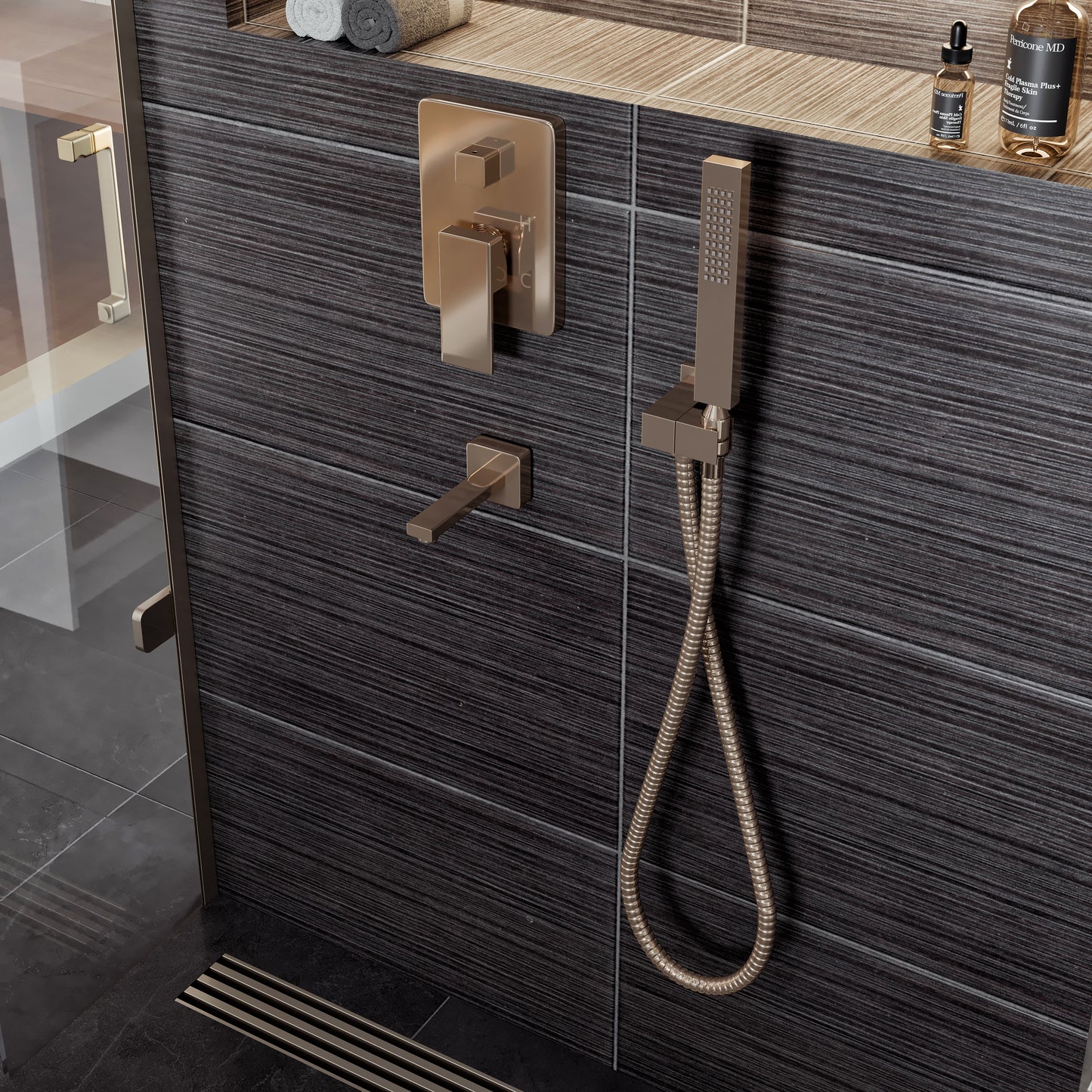 Eviva Beverly Shower and Tub Faucet Set in Brushed Nickel Finish
