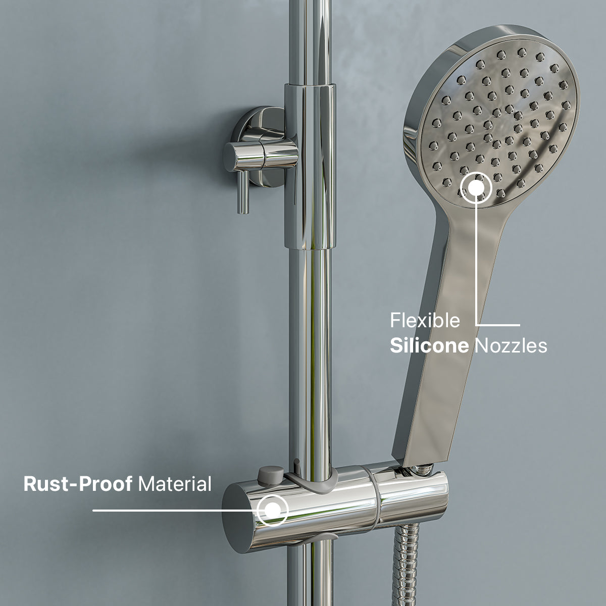 Eviva Bianca Chrome Thermostatic Round Shower Column