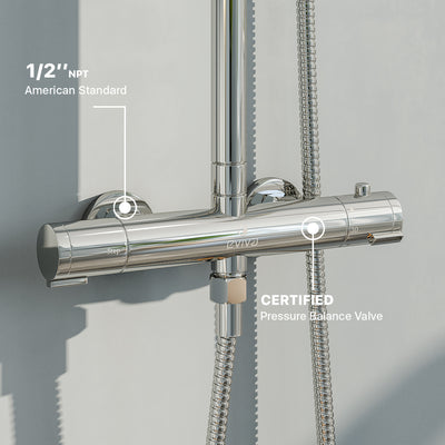 Eviva Bianca Chrome Thermostatic Round Shower Column