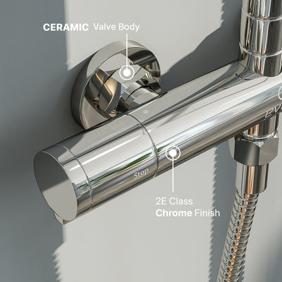 Eviva Bianca Chrome Thermostatic Round Shower Column