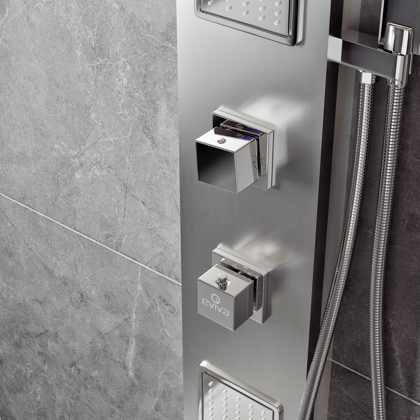 Eviva Tuscany Stainless Steel Thermostatic Shower Massage Panel