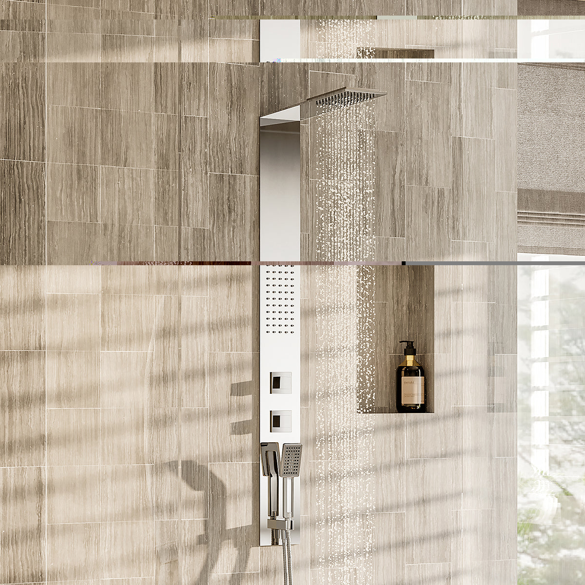 Eviva Raindance Shower Panel with Rain Shower Head in Chrome