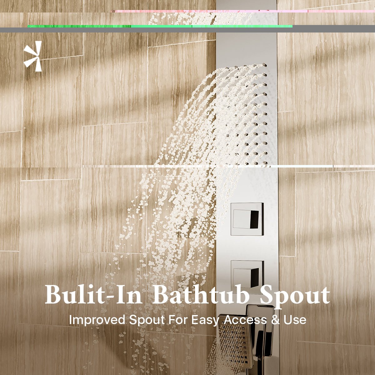 Eviva Raindance Shower Panel with Rain Shower Head in Chrome - by Eviva
