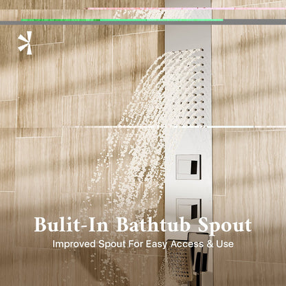Eviva Raindance Shower Panel with Rain Shower Head in Chrome - by Eviva