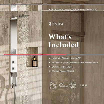 Eviva Raindance Shower Panel with Rain Shower Head in Chrome - by Eviva