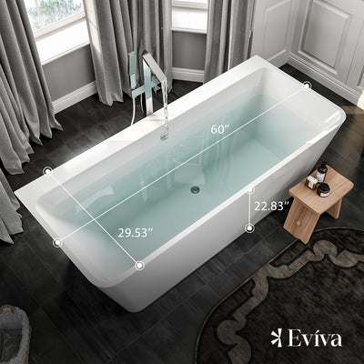 Eviva Essence 60 inch White Acrylic Free Standing Bathtub