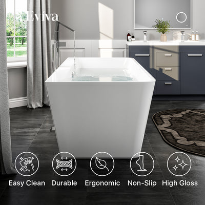 Eviva Essence 60 inch White Acrylic Free Standing Bathtub