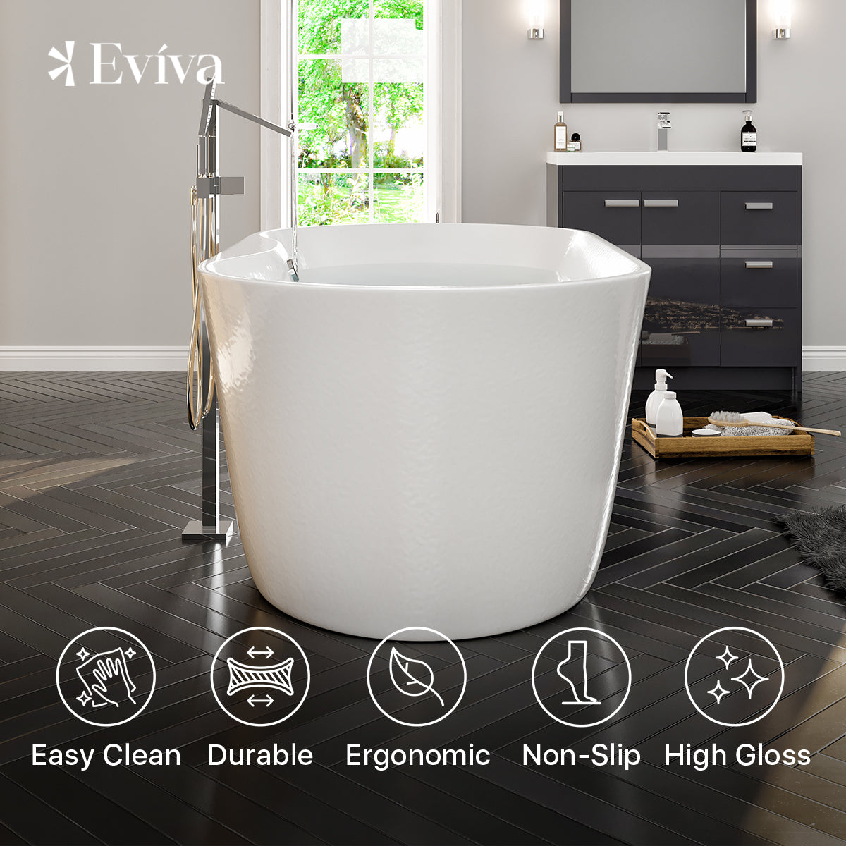 Eviva Emely Acrylic Tub 60″ Free Standing High-end Bathtub