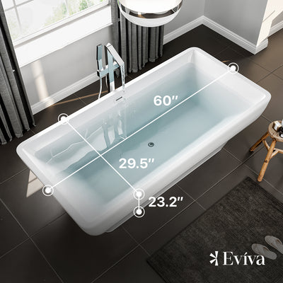 Eviva Lily 60 inch White Acrylic Free Standing Bathtub