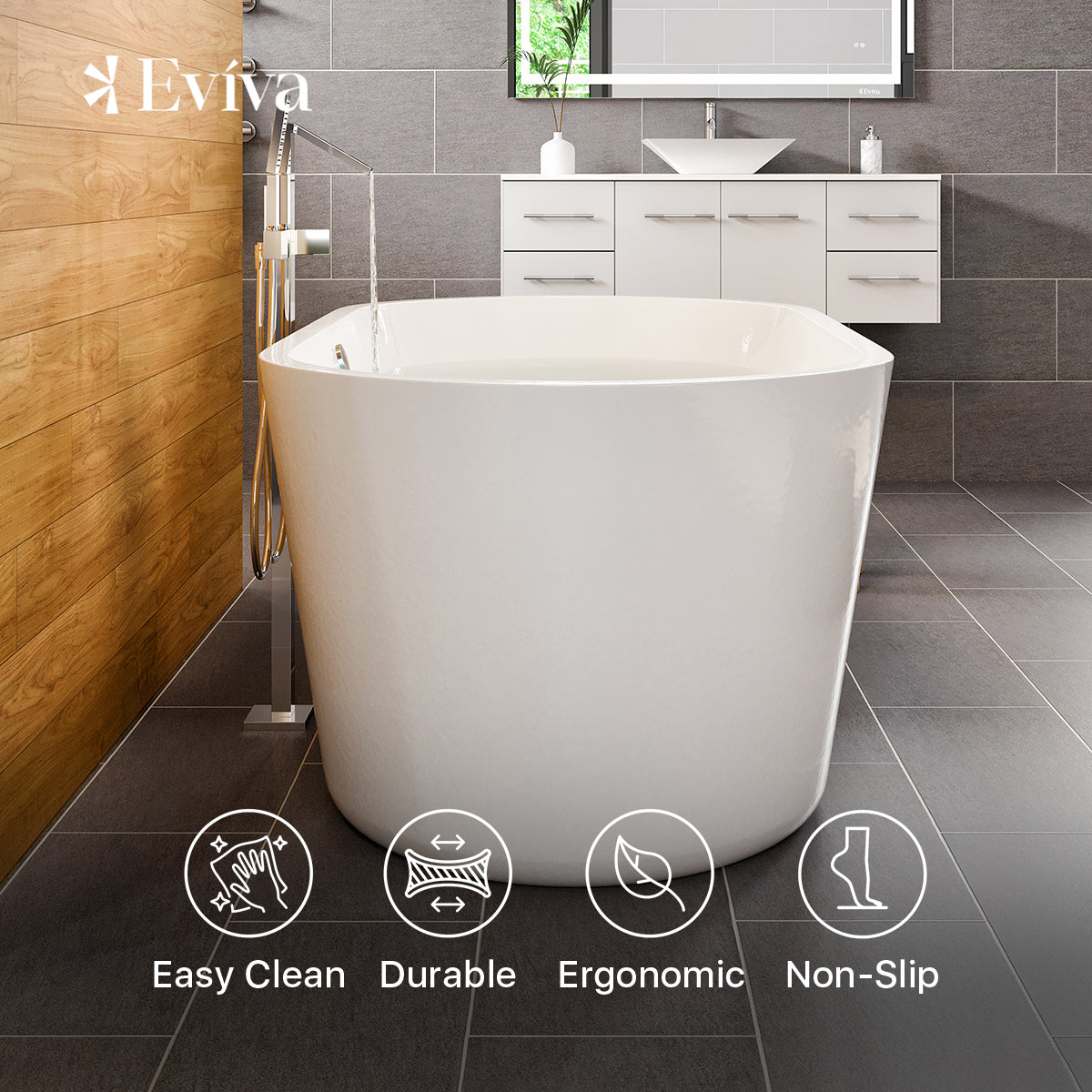 Eviva Queen 60 inch White Acrylic Free Standing Bathtub