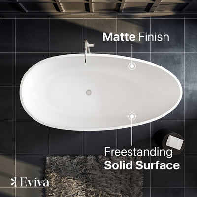 Eviva Bliss 60 Inch Solid Surface Freestanding Bathtub in Matte White