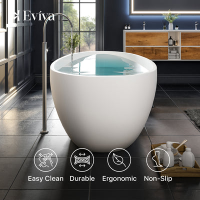 Eviva Bliss 60 Inch Solid Surface Freestanding Bathtub in Matte White