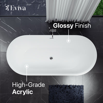 Eviva Rejoice Acrylic 60 Inch Freestanding Bathtub in White