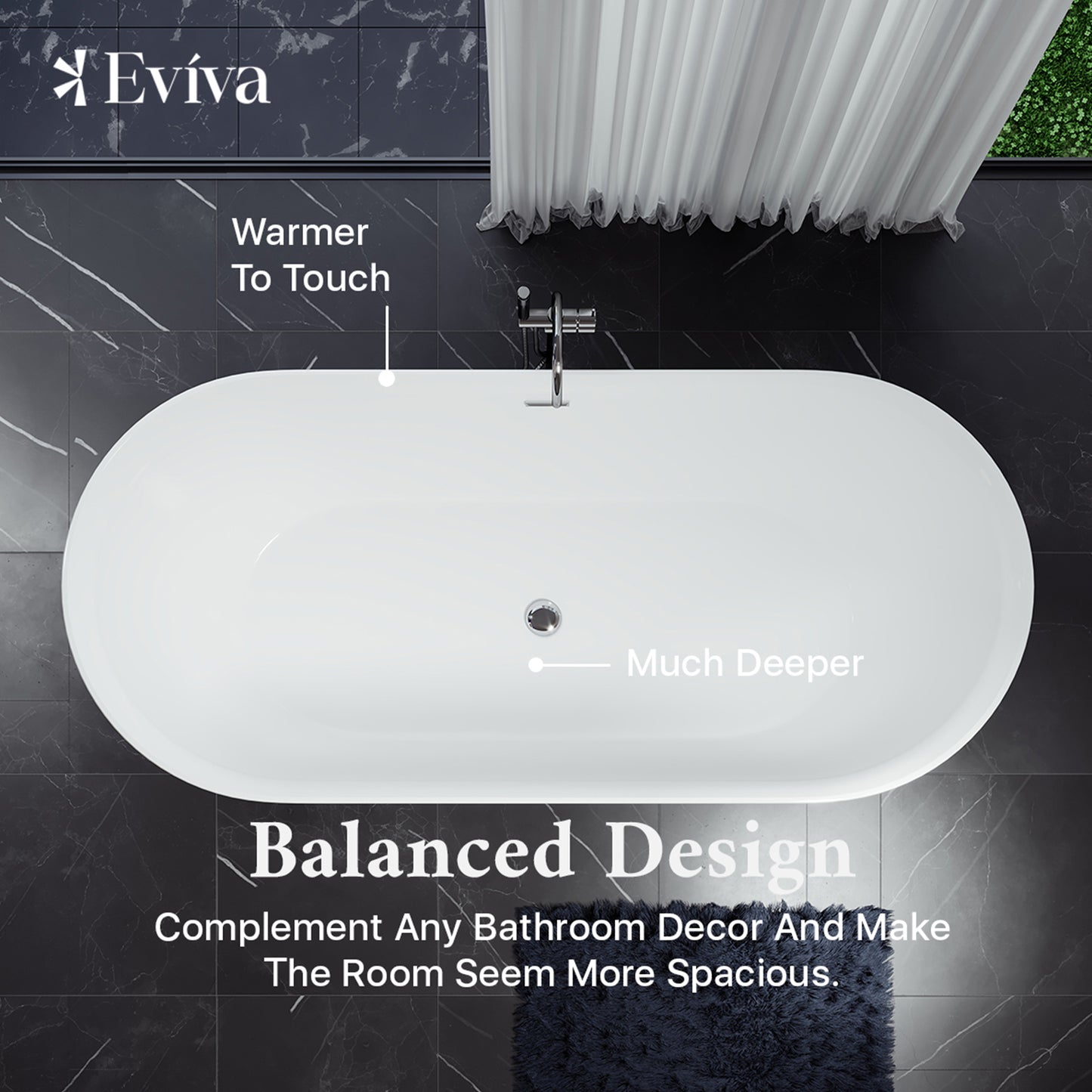 Eviva Rejoice Acrylic 60 Inch Freestanding Bathtub in White