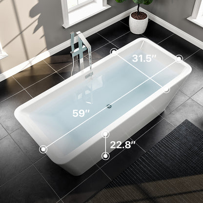 Eviva Eclipse 59" Glossy White Acrylic Freestanding Bathtub