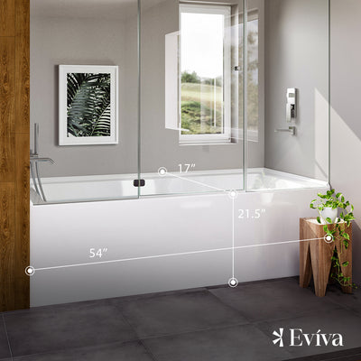 Eviva Swiss 54" Drop In Bathtub with Skirt, Left Side Drain