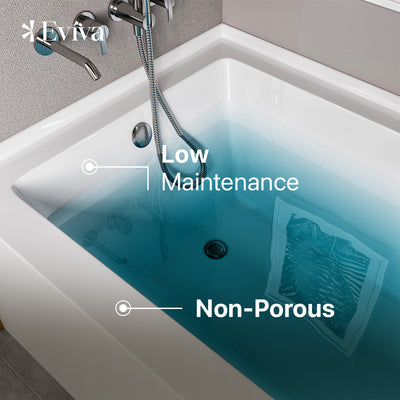 Eviva Swiss 54" Drop In Bathtub with Skirt, Left Side Drain