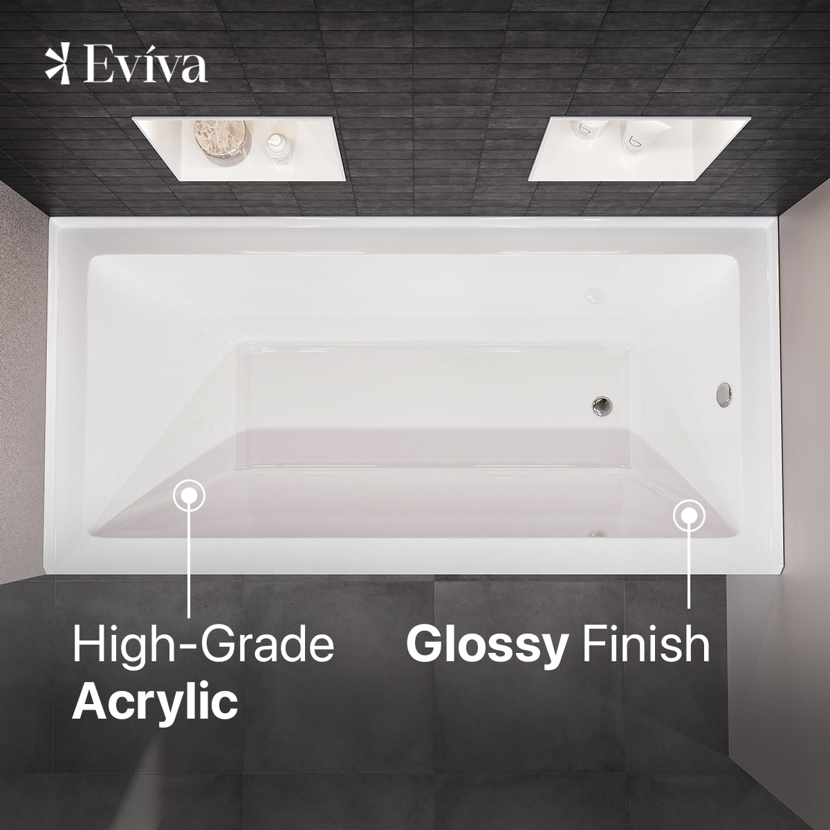 Eviva Swiss 54″ Drop In Bathtub with Skirt, Right Side Drain