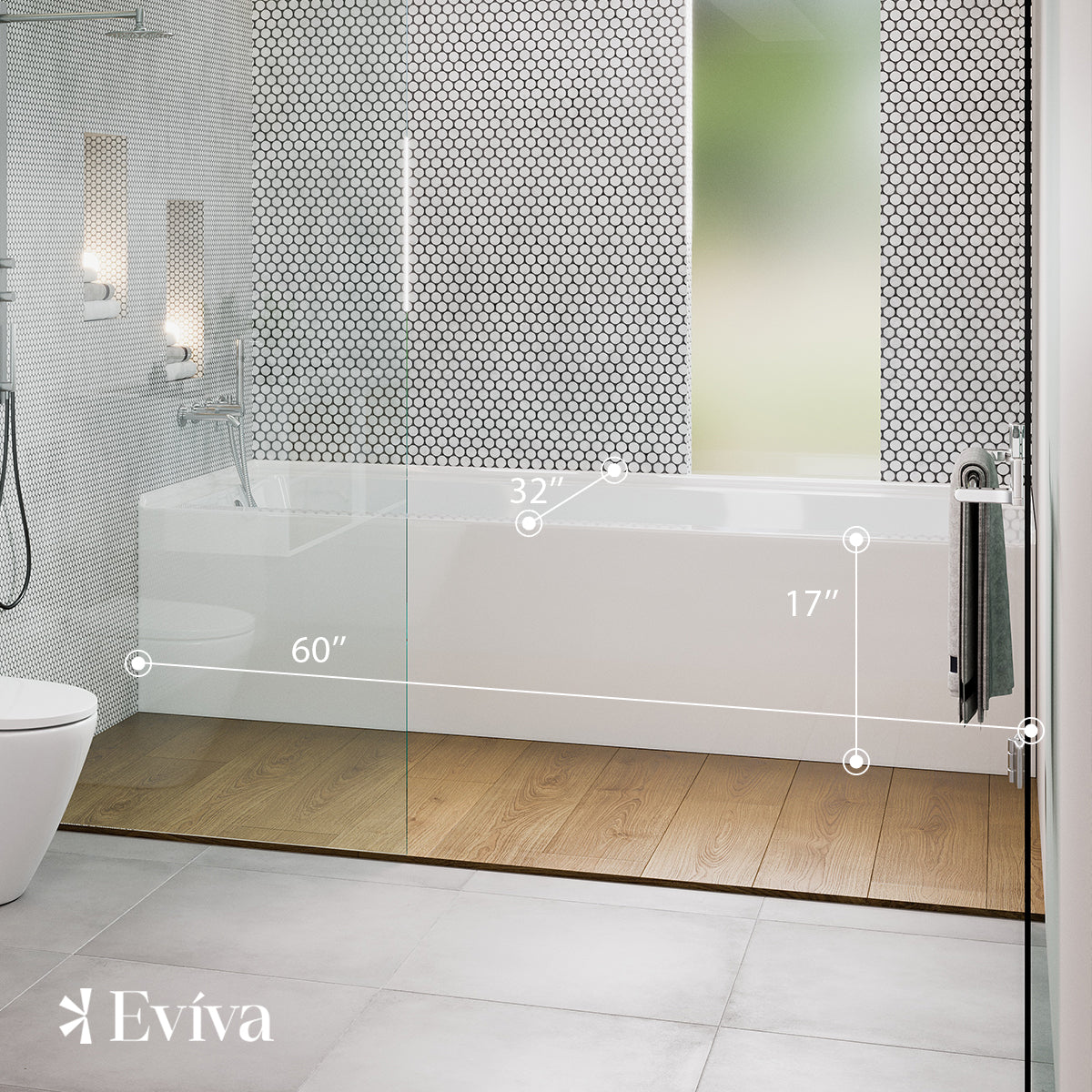 Eviva Nova Alcove 60 in. Acrylic Bathtub with Left Hand Drain