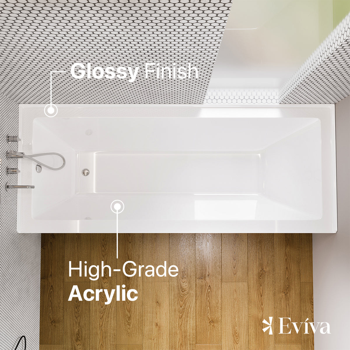 Eviva Nova Alcove 60 in. Acrylic Bathtub with Left Hand Drain