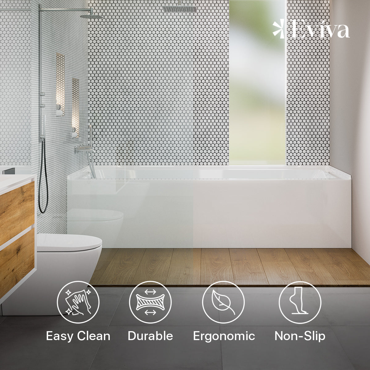 Eviva Nova Alcove 60 in. Acrylic Bathtub with Left Hand Drain